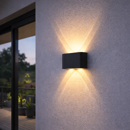 Luz de pared LED minimalista con iluminación hacia arriba y hacia abajo para interior y exterior