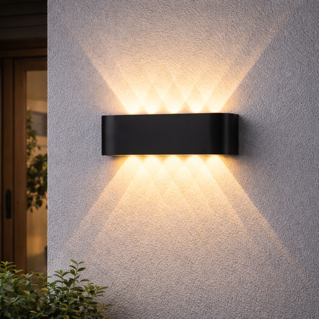 Luz de pared LED minimalista con iluminación hacia arriba y hacia abajo para interior y exterior