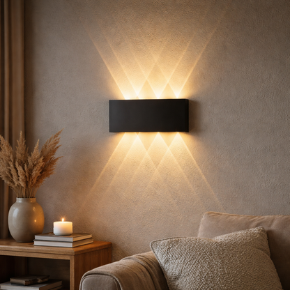 Luz de pared LED minimalista con iluminación hacia arriba y hacia abajo para interior y exterior