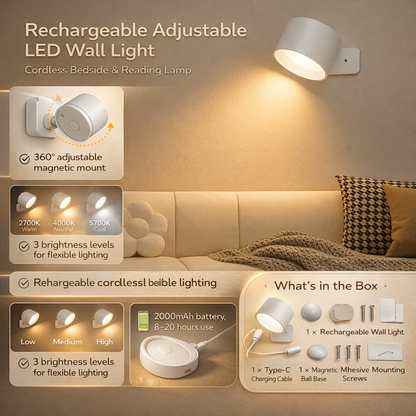 Applique Parete LED Ricaricabile Magnetica Orientabile