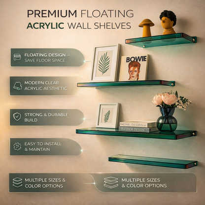 Wall Shelf Floating Acrylic Minimalist Display Storage Shelf