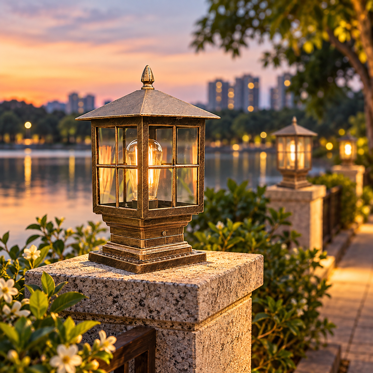 Lampada da esterno impermeabile, lampada a colonna, illuminazione da giardino