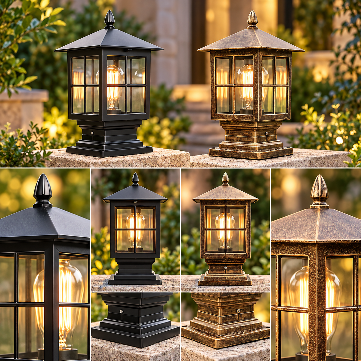 Lampada da esterno impermeabile, lampada a colonna, illuminazione da giardino
