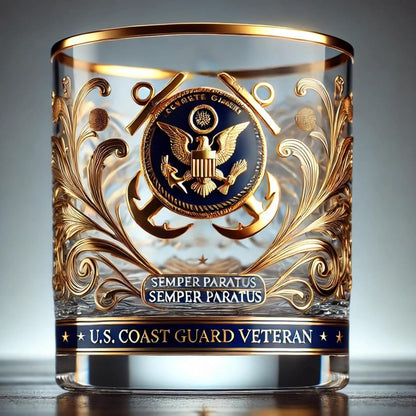 Bicchiere da Whisky Veterano Militare con Incisione Dorata per Esposizione e Bevande