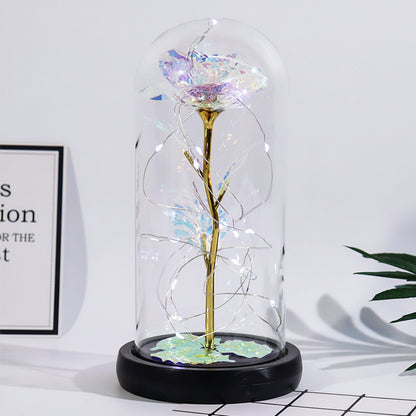 Rosa Decorativa Cúpula Vidrio Figura Regalo Romántico