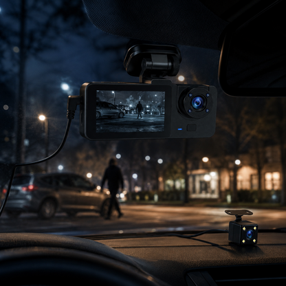 Weitwinkel-Dashcam mit zwei Kameras und Bewegungserkennung