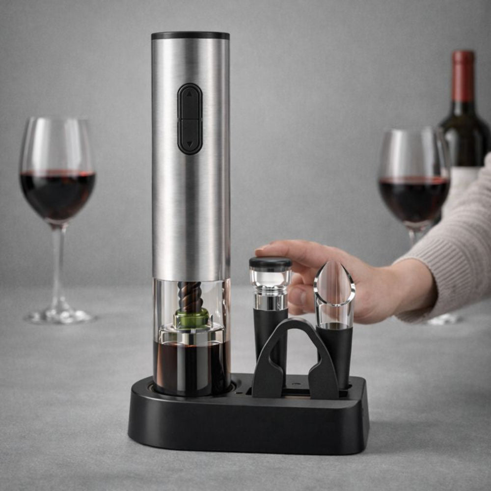 Set de unelte pentru vin din oțel inoxidabil, deschizător electric reîncărcabil