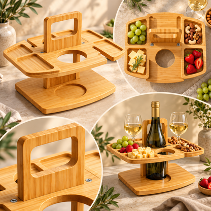 Wine Picnic Table Foldable Wooden Outdoor Design