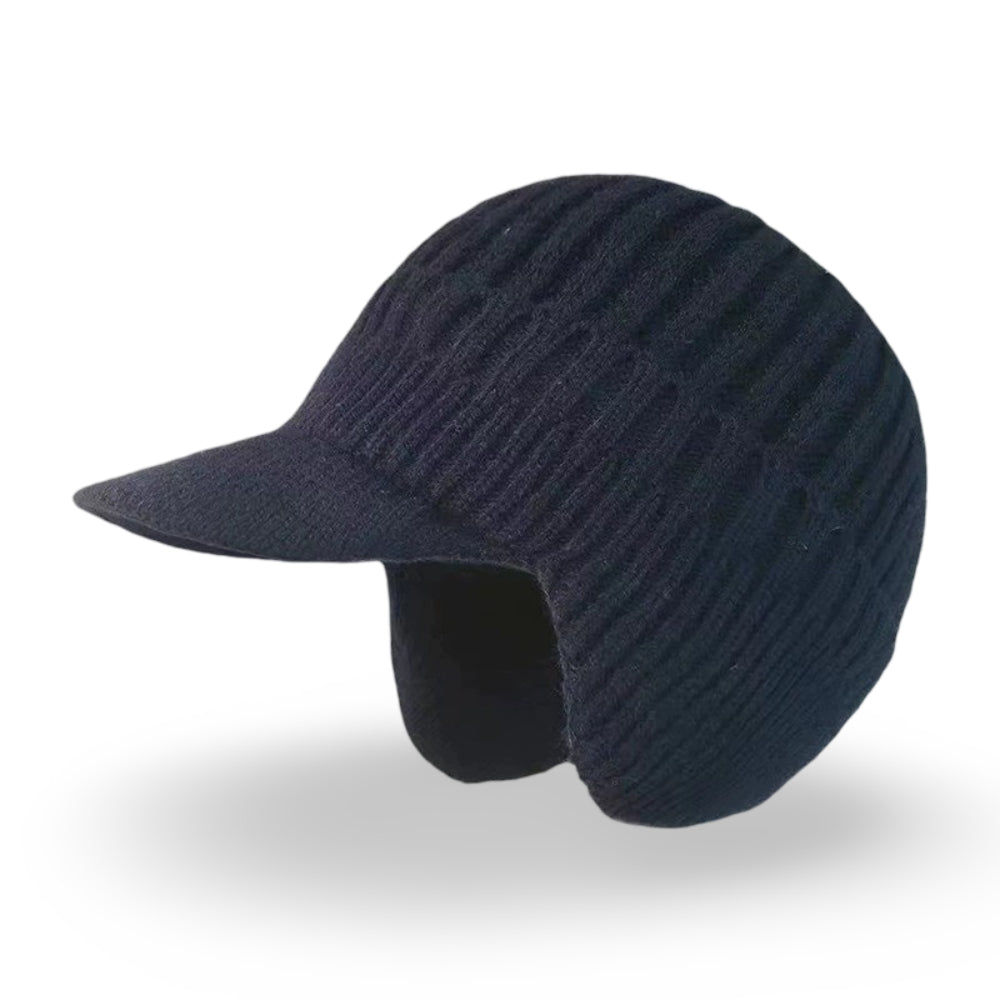 Gorro de Inverno Malha com Aba e Protetores de Orelhas para Tempo Frio