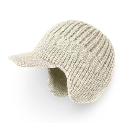 Gorro de Inverno Malha com Aba e Protetores de Orelhas para Tempo Frio