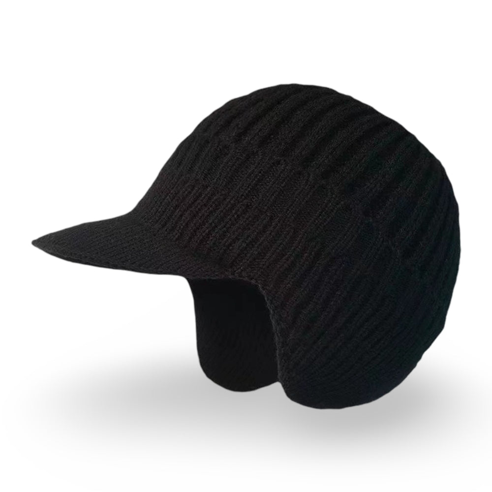 Gorro de Inverno Malha com Aba e Protetores de Orelhas para Tempo Frio