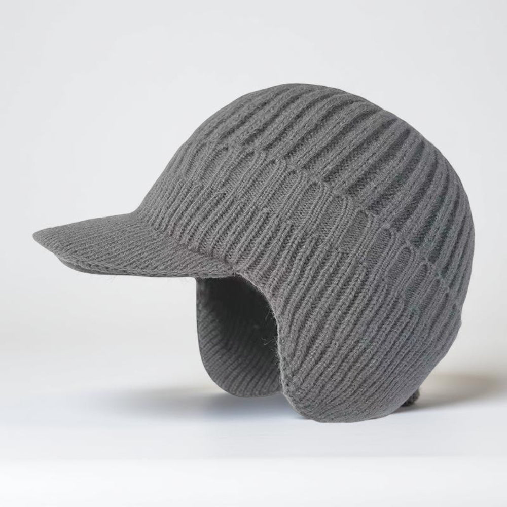 Gorro de Inverno Malha com Aba e Protetores de Orelhas para Tempo Frio