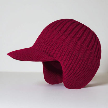 Gorro de Inverno Malha com Aba e Protetores de Orelhas para Tempo Frio