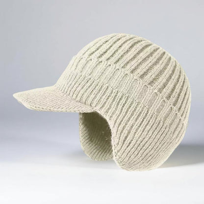 Gorro de Inverno Malha com Aba e Protetores de Orelhas para Tempo Frio