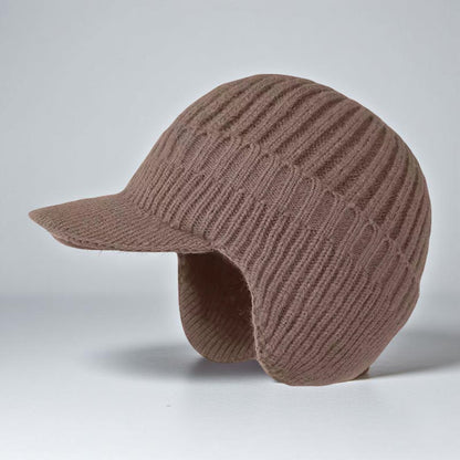 Gorro de Inverno Malha com Aba e Protetores de Orelhas para Tempo Frio