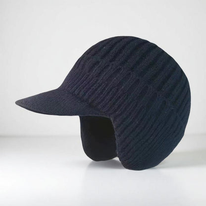 Gorro de Inverno Malha com Aba e Protetores de Orelhas para Tempo Frio