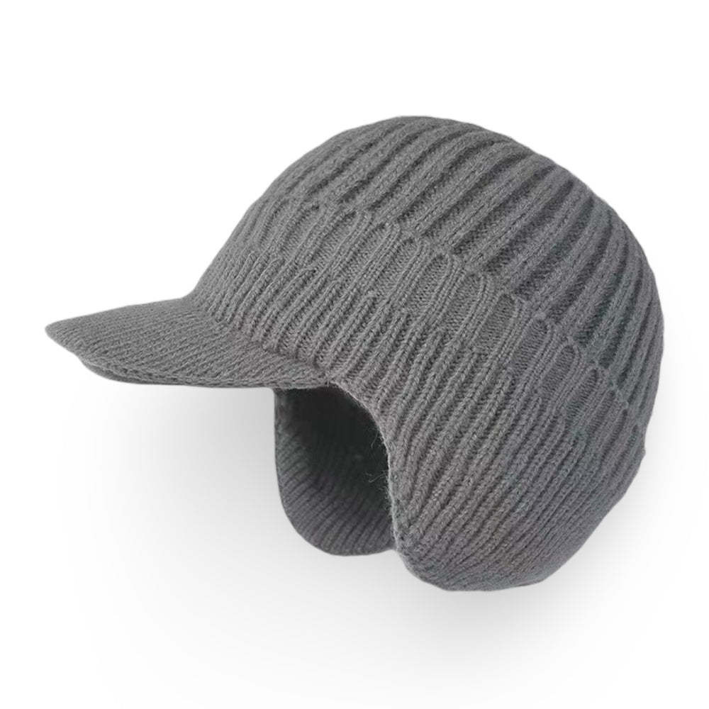 Gorro de Inverno Malha com Aba e Protetores de Orelhas para Tempo Frio