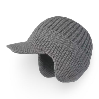 Gorro de Inverno Malha com Aba e Protetores de Orelhas para Tempo Frio