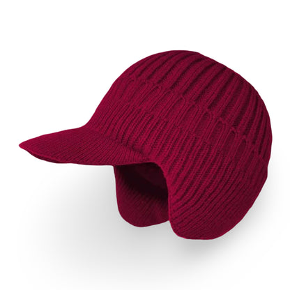 Gorro de Inverno Malha com Aba e Protetores de Orelhas para Tempo Frio