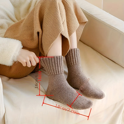 Calcetines de Invierno Tejidos Color Sólido Conjunto Casual para la Temporada de Otoño