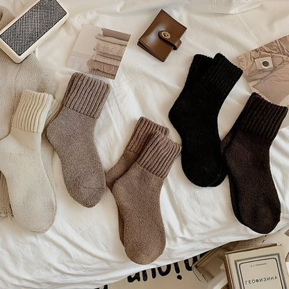 Calcetines de Invierno Tejidos Color Sólido Conjunto Casual para la Temporada de Otoño