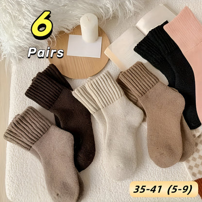 Calcetines de Invierno Tejidos Color Sólido Conjunto Casual para la Temporada de Otoño