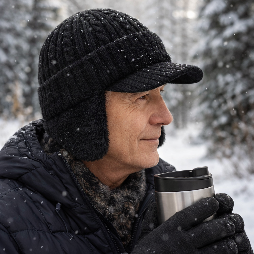 Gorro Trapper de Inverno com Viseira e Aba Gorro de Malha