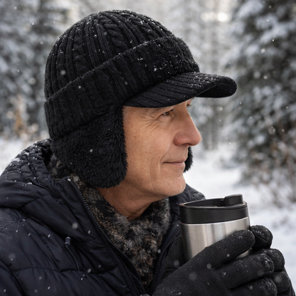 Gorro Trapper de Inverno com Viseira e Aba Gorro de Malha