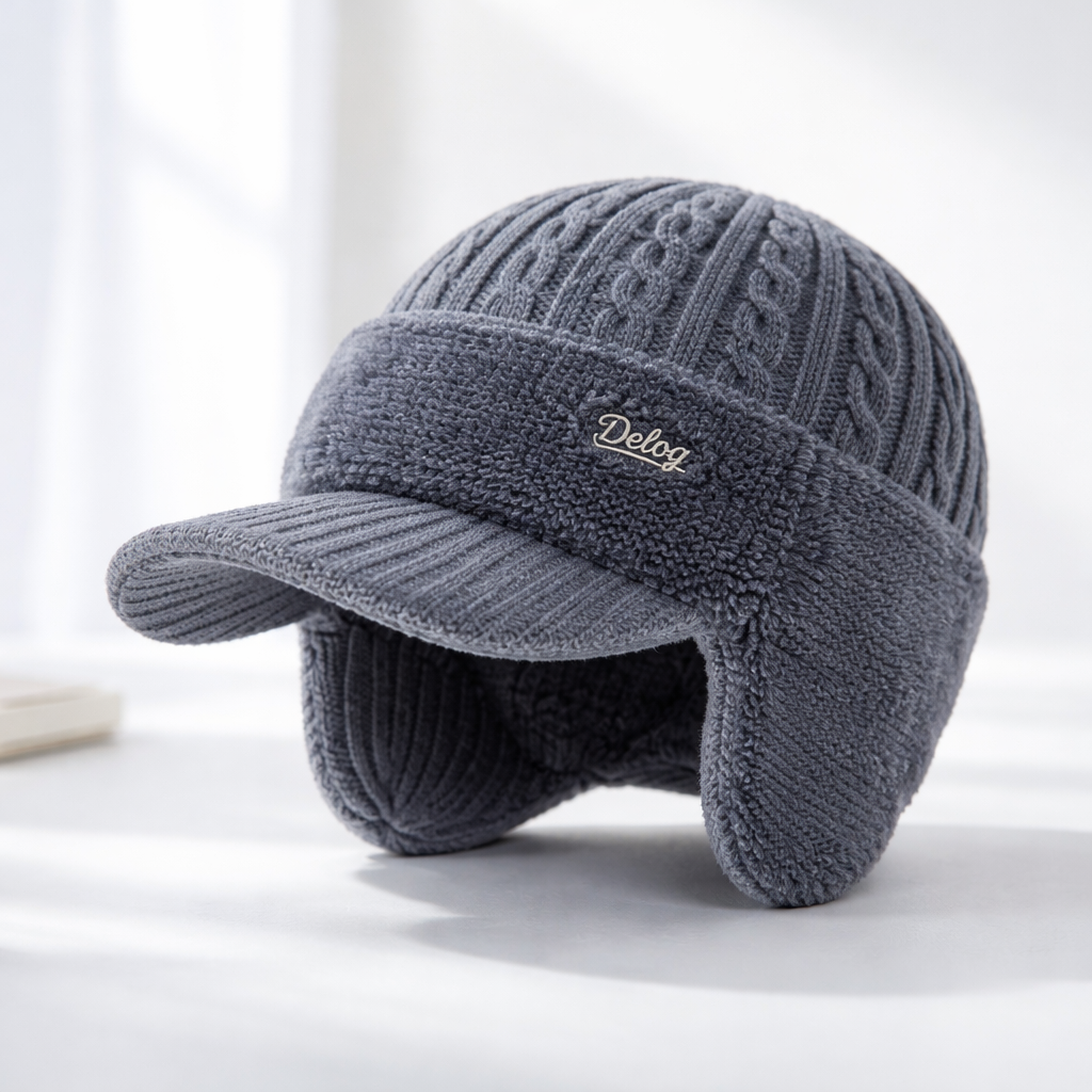 Gorro Trapper de Inverno com Viseira e Aba Gorro de Malha
