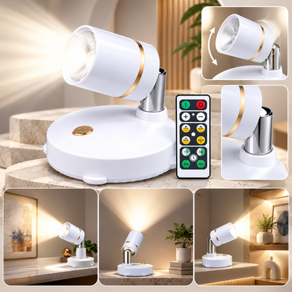 Kabelloser Strahler mit Fernbedienung, dimmbarer und verstellbarer LED