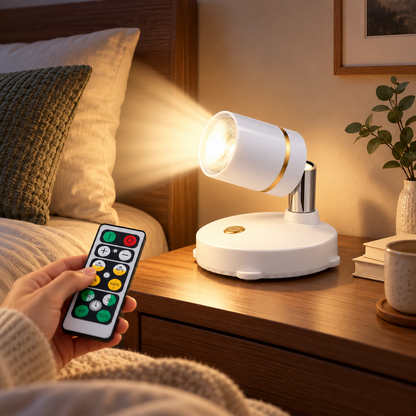 Kabelloser Strahler mit Fernbedienung, dimmbarer und verstellbarer LED