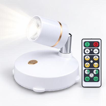 Kabelloser Strahler mit Fernbedienung, dimmbarer und verstellbarer LED