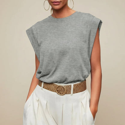 Canotta donna casual senza maniche, vestibilità ampia, blusa estiva