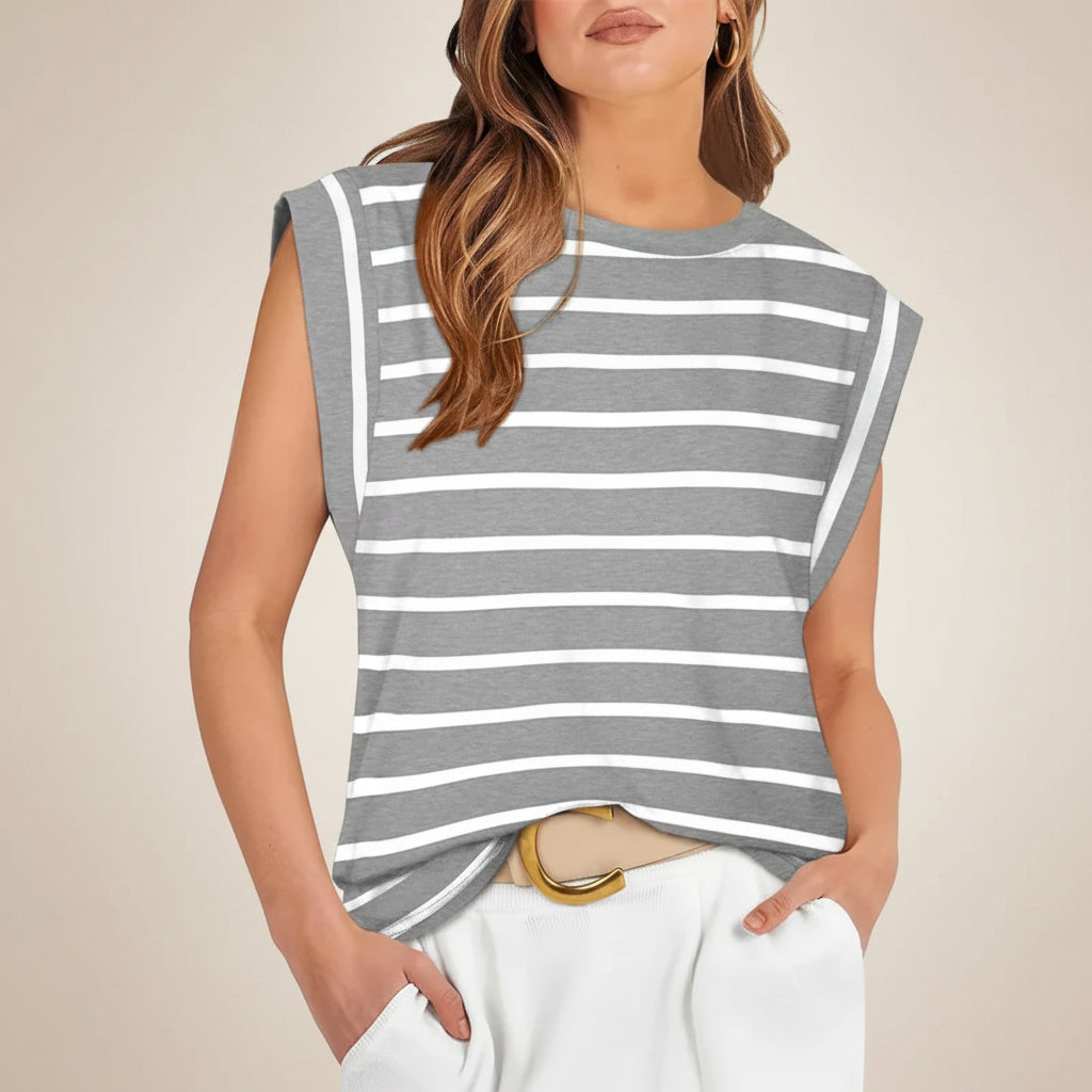 Canotta donna casual senza maniche, vestibilità ampia, blusa estiva