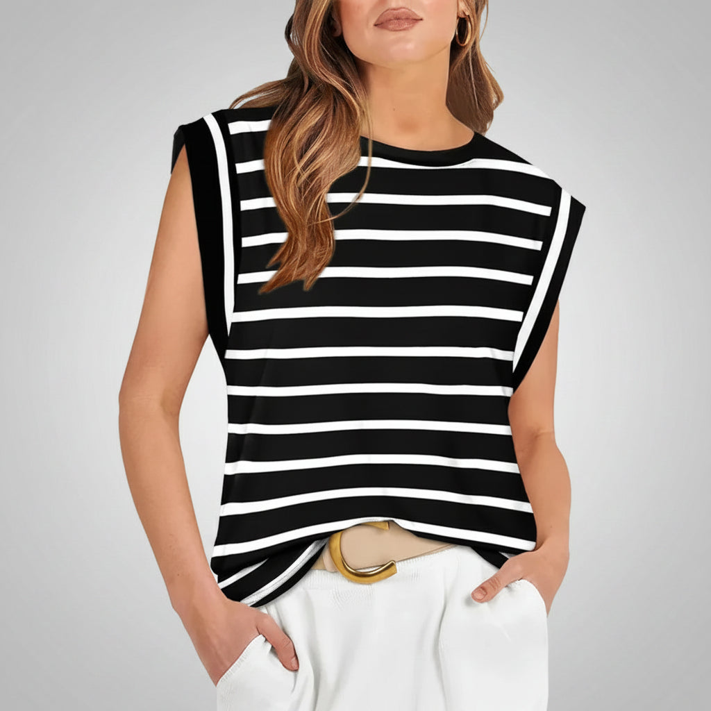 Canotta donna casual senza maniche, vestibilità ampia, blusa estiva