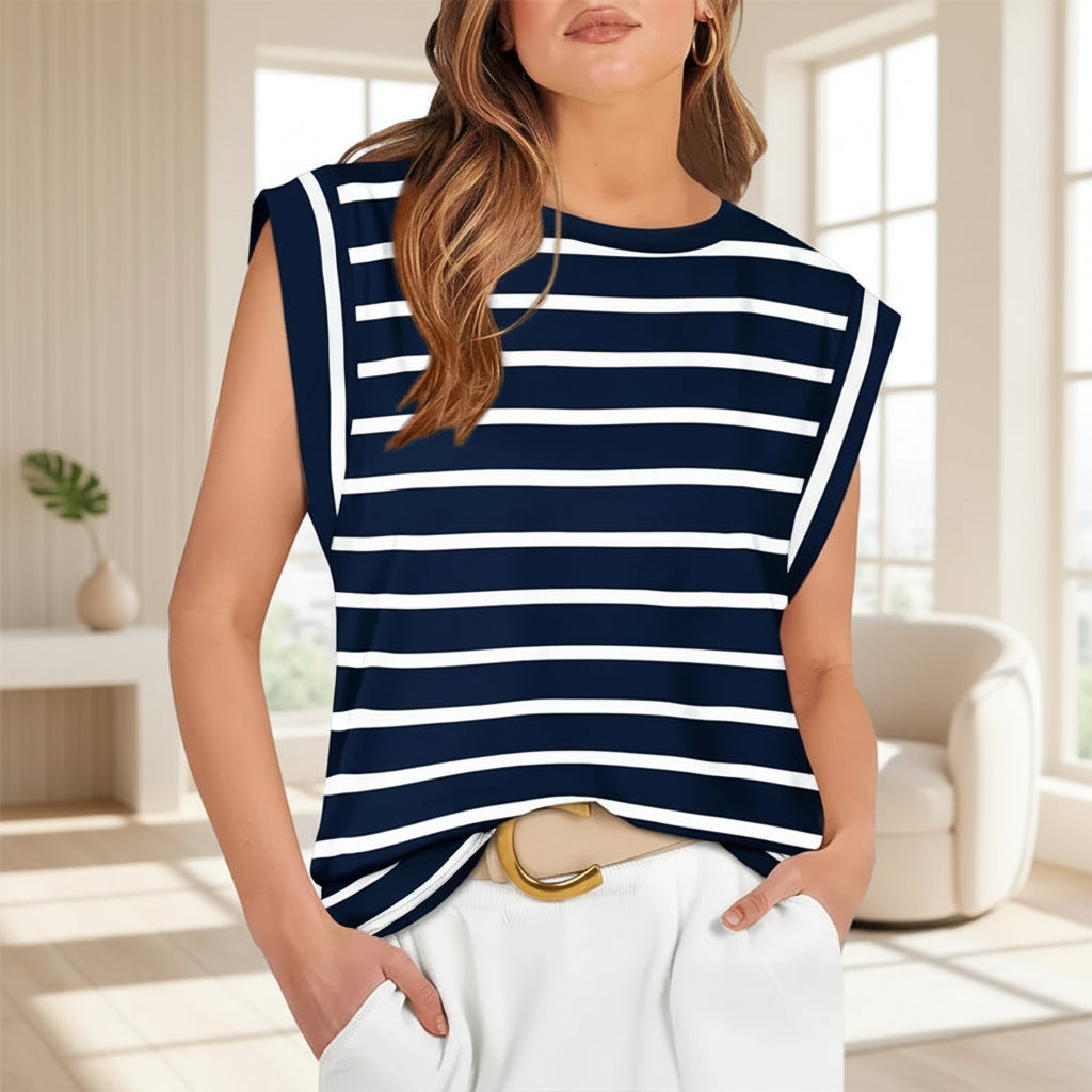 Canotta donna casual senza maniche, vestibilità ampia, blusa estiva