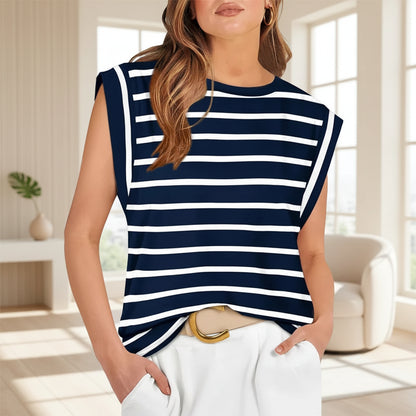 Canotta donna casual senza maniche, vestibilità ampia, blusa estiva