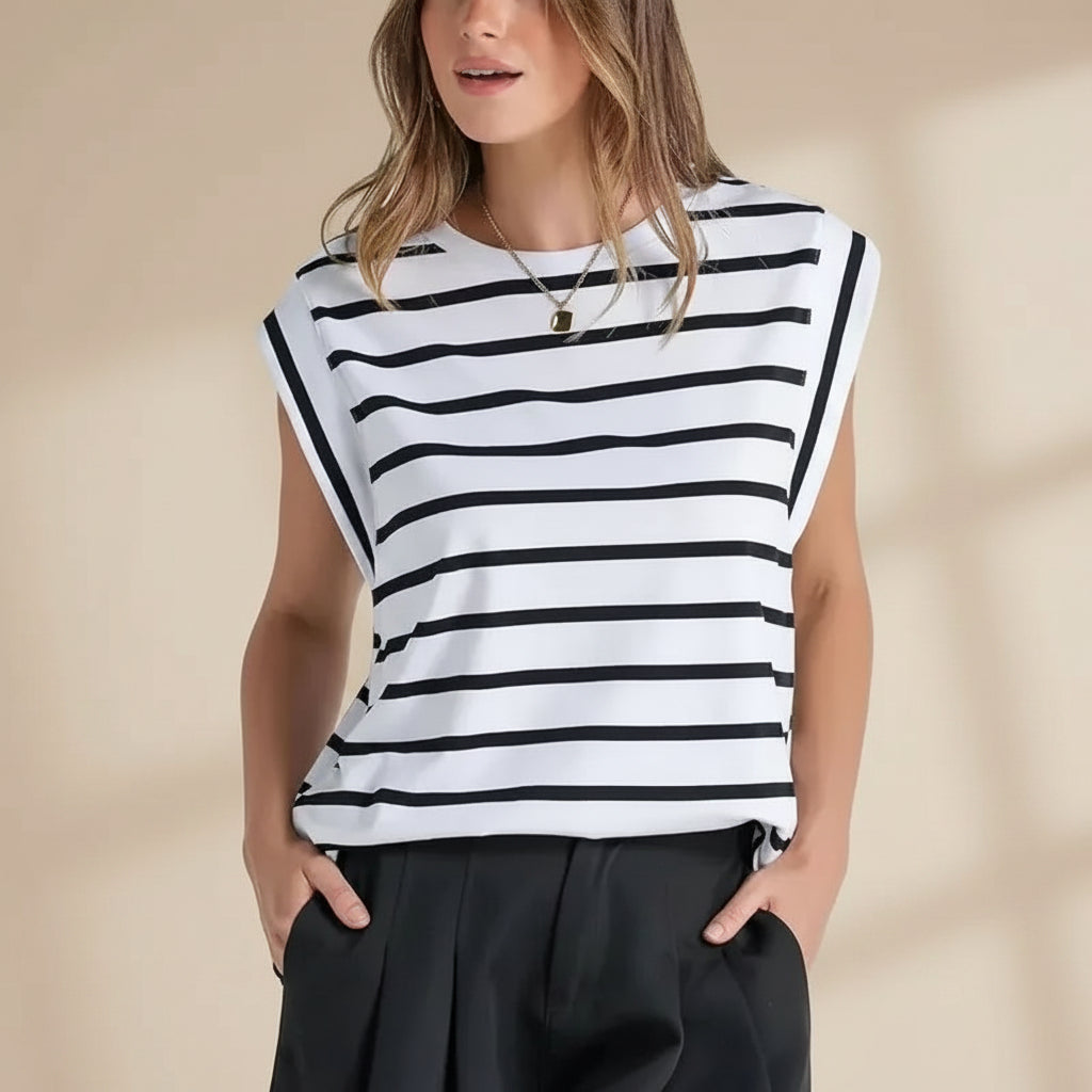 Canotta donna casual senza maniche, vestibilità ampia, blusa estiva