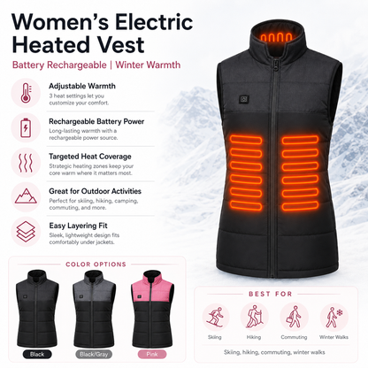 Women's Electric Heated Vest Battery Rechargeable | Winter Warmth