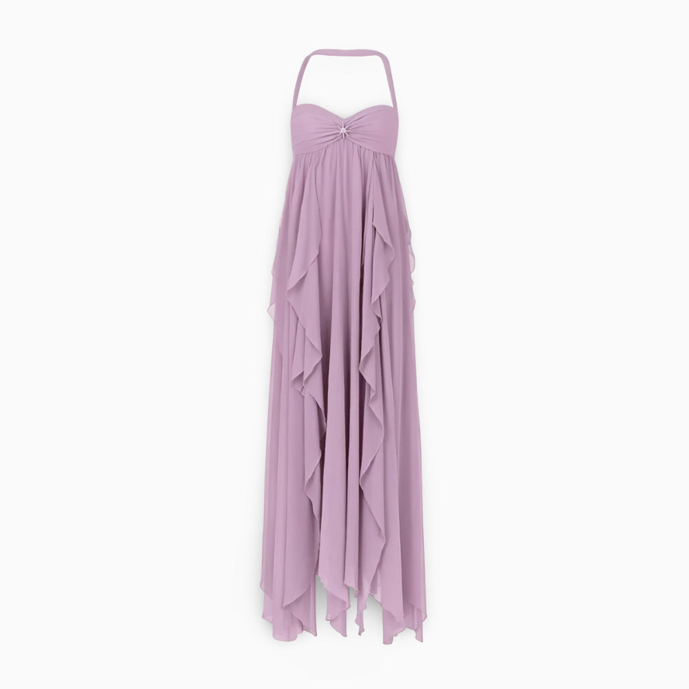 Rochie maxi formală lungă pentru femei, plisată, cu umerii goi