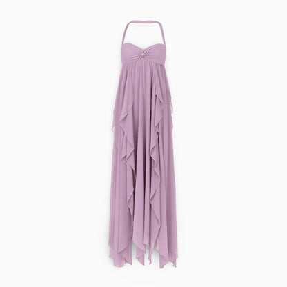 Rochie maxi formală lungă pentru femei, plisată, cu umerii goi