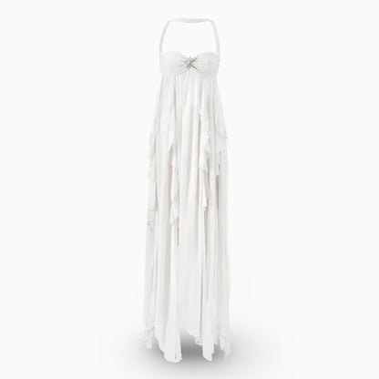 Rochie maxi formală lungă pentru femei, plisată, cu umerii goi