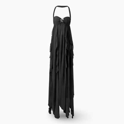 Rochie maxi formală lungă pentru femei, plisată, cu umerii goi
