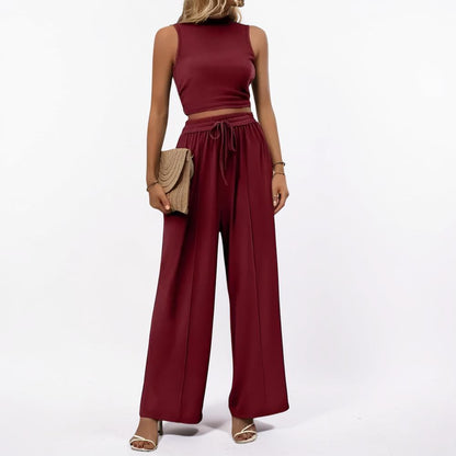 Conjunto casual de mono para mujer sin mangas con pierna ancha