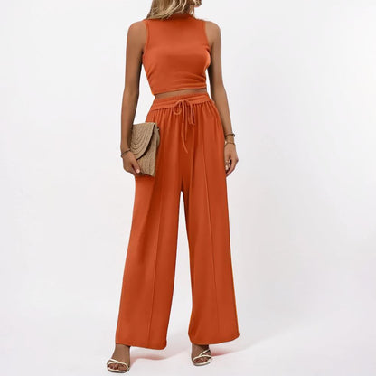 Conjunto casual de mono para mujer sin mangas con pierna ancha