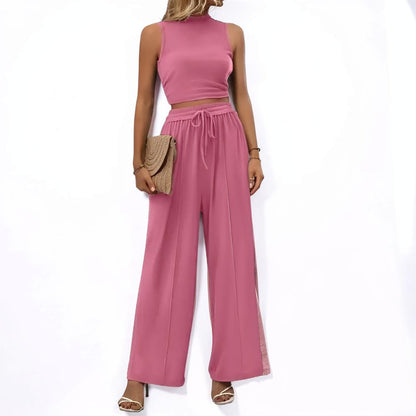 Conjunto casual de mono para mujer sin mangas con pierna ancha