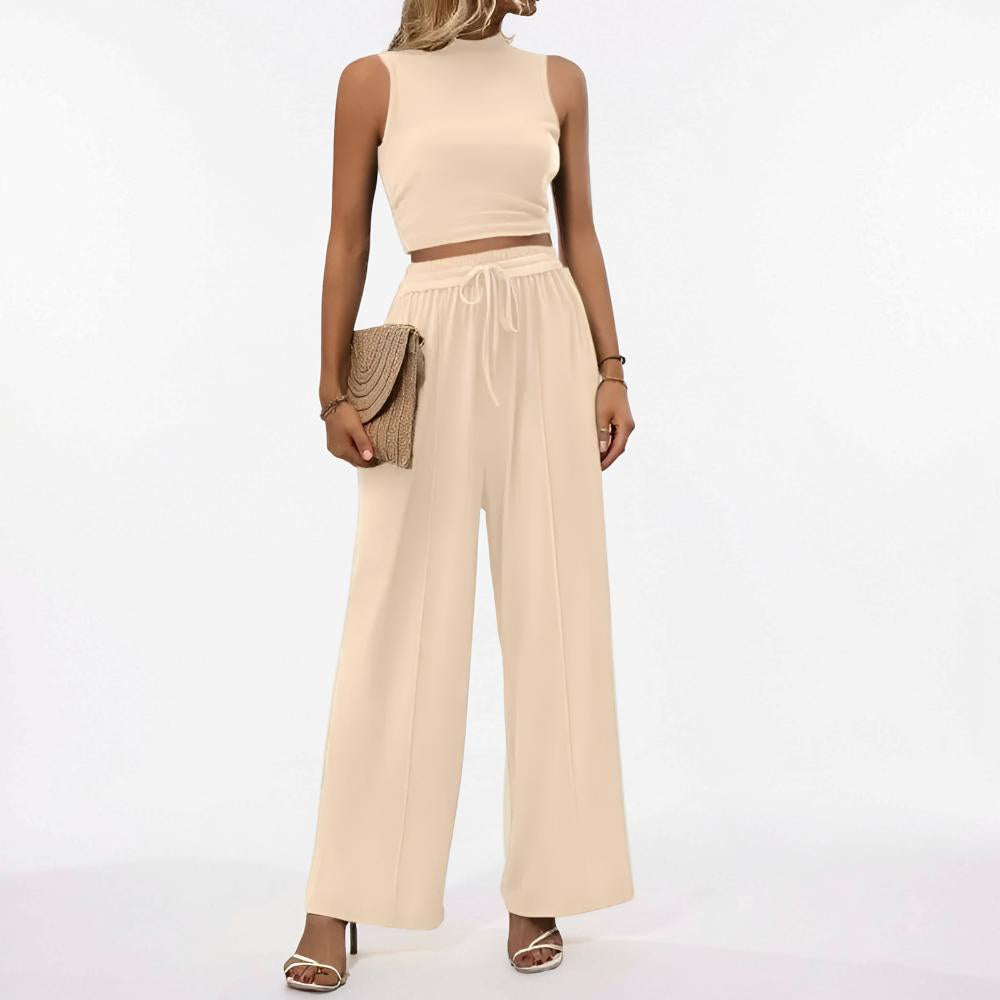Conjunto casual de mono para mujer sin mangas con pierna ancha
