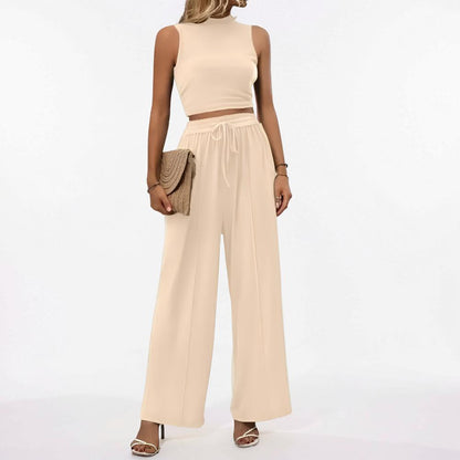 Conjunto casual de mono para mujer sin mangas con pierna ancha