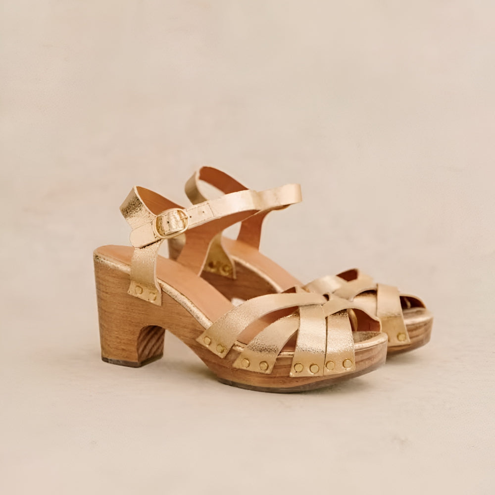 Damen Sandalen mit klobigem Absatz und Riemchen Sommerschuhe