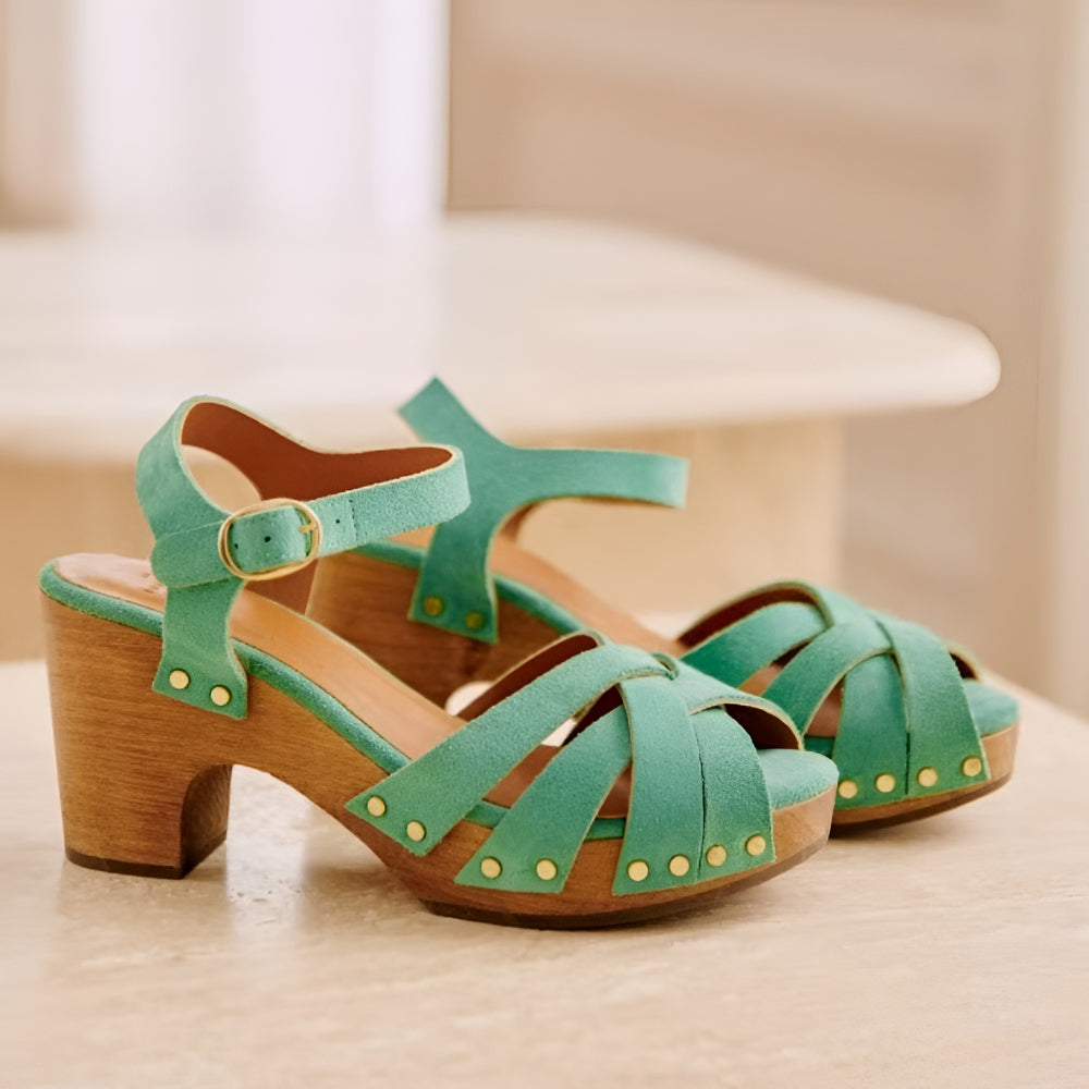 Damen Sandalen mit klobigem Absatz und Riemchen Sommerschuhe
